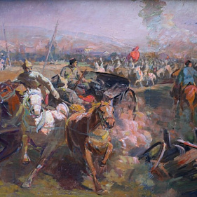 За власть Советов. (1-ая конная – корпус Будённого в Калаче в 1919 г.). Эскиз картины